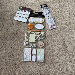 Lot Of 3 Garden Theme Scrapboook Embellishments & Stickers New In Package